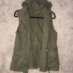 Olive green cargo hooded vest